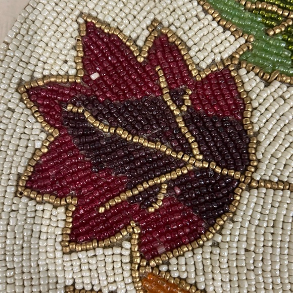 2pc NICOLE MILLER Beaded Fall Leaves 15in Round Placemat Charger Multicolor NEW - Picture 7 of 8